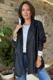 Made in Italy Runa Leather Look Relaxed Blazer Black